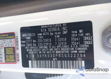 2025 Kia Sportage Sx-Prestige z USA, uszkodzony, nr VIN 5XYK53DF6SG322794